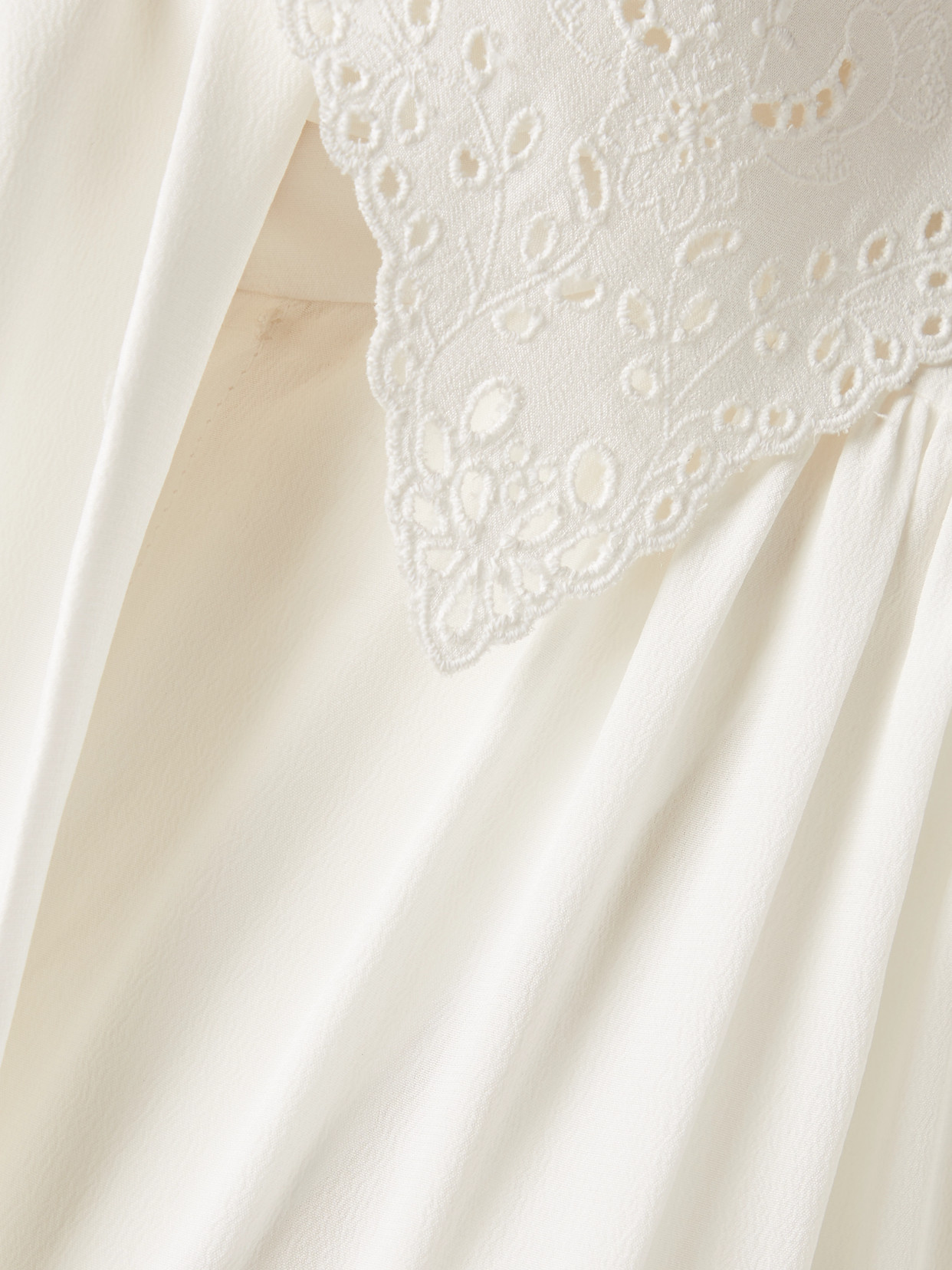 Chloé - Pussy-Bow Broderie Anglaise-Trimmed Gathered Organic Shirt