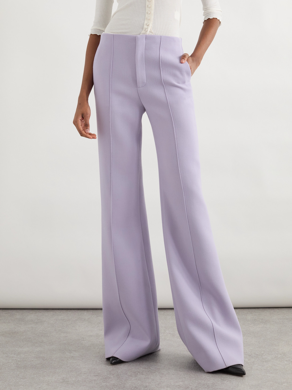 Chloé Wool-crepe Flared Pants In Purple