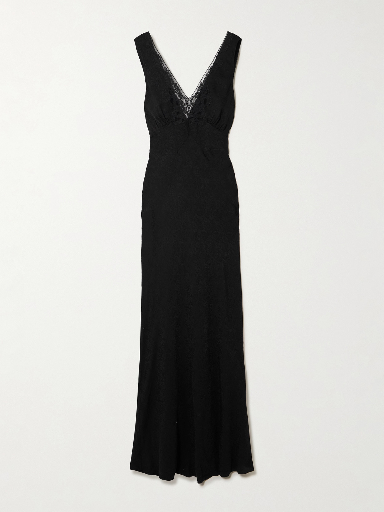 Chloé Lace-trimmed Silk-jacquard Gown In Black