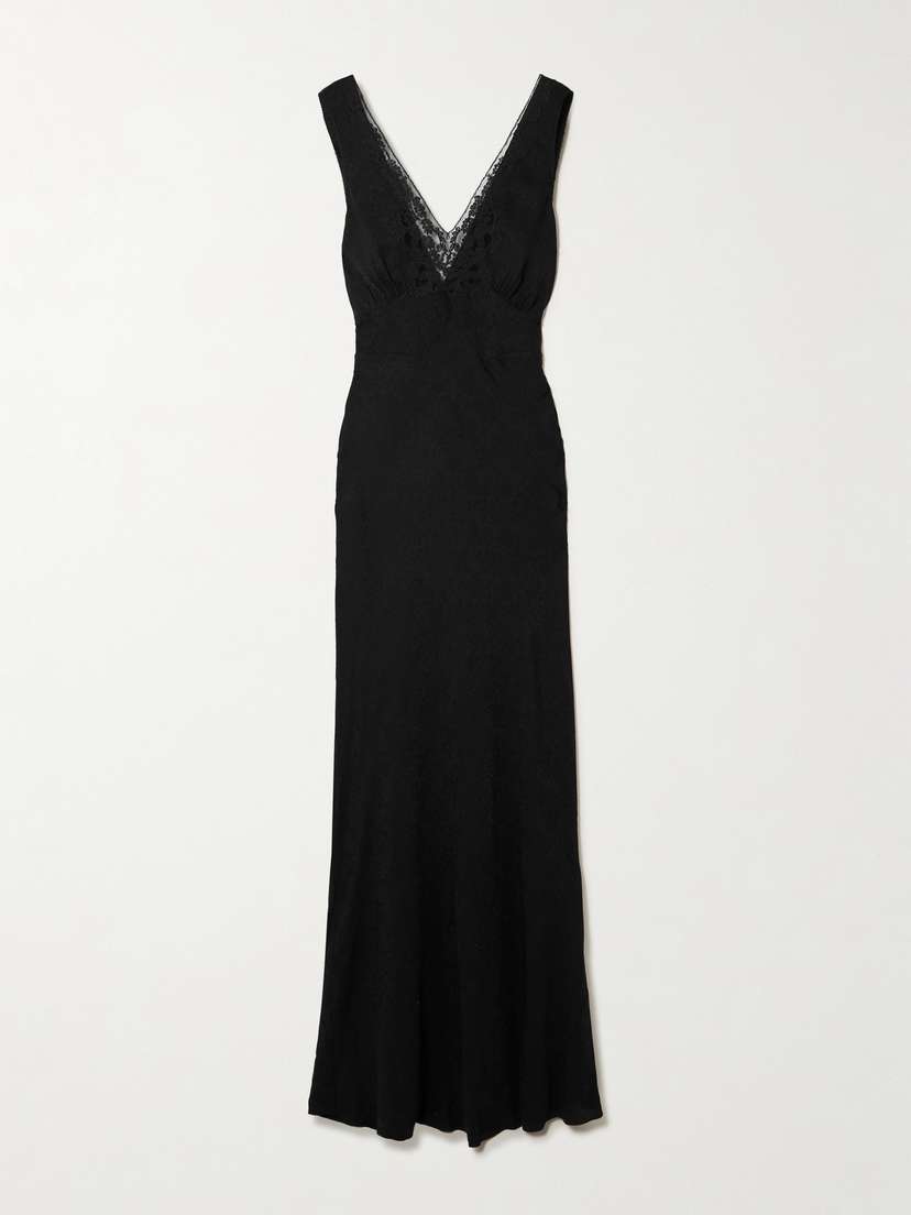 Chloé Lace-trimmed Silk-jacquard Gown