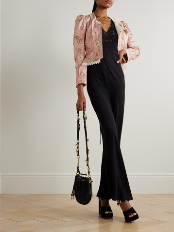 Chloé Lace-trimmed silk-jacquard gown