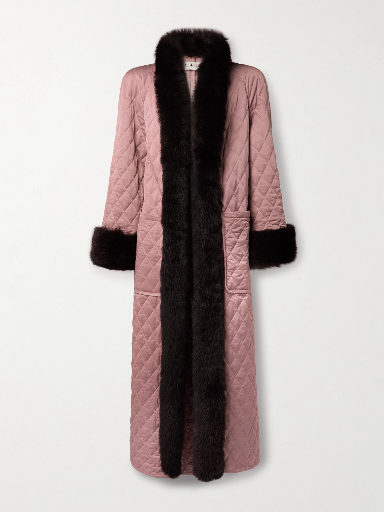 Chloé Shearling-lined Quilted Shell Coat In Pink