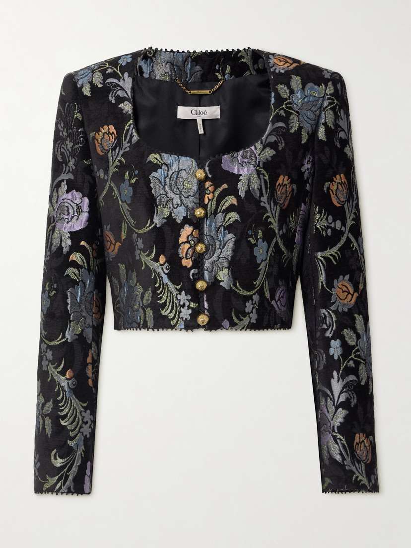 Chloé Cropped Floral-jacquard Jacket