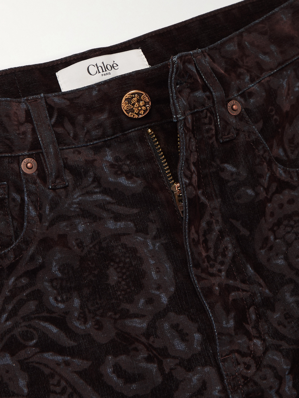 Chloé Printed High-rise Flared Jeans In Brown