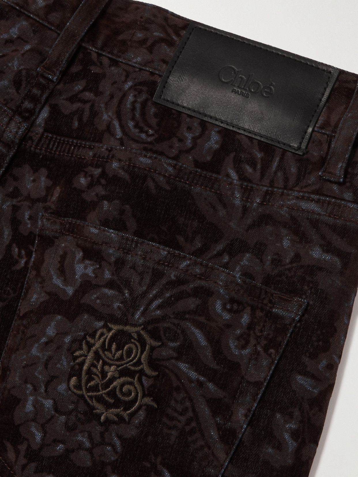 Chloé Printed High-rise Flared Jeans In Brown