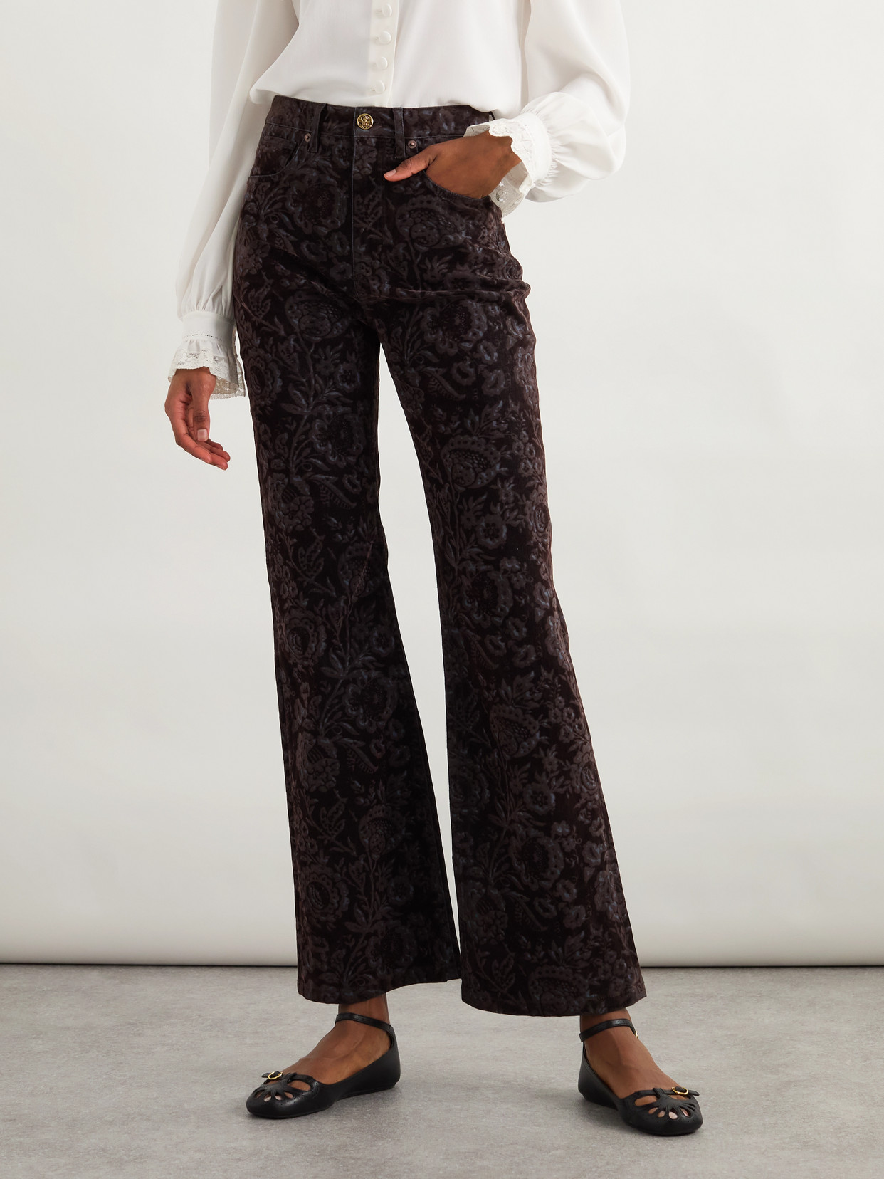 Chloé Printed High-rise Flared Jeans In Brown