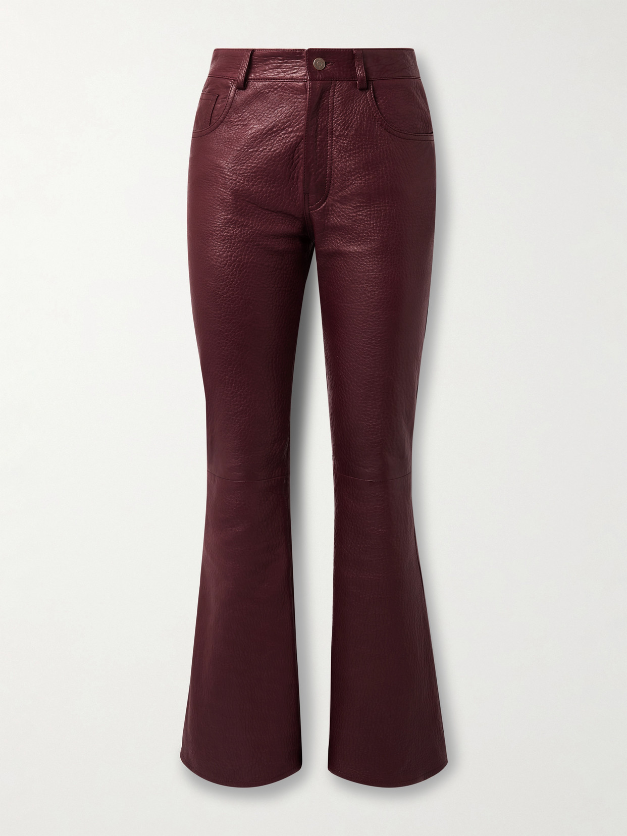 CHLOÉ TEXTURED-LEATHER FLARED PANTS