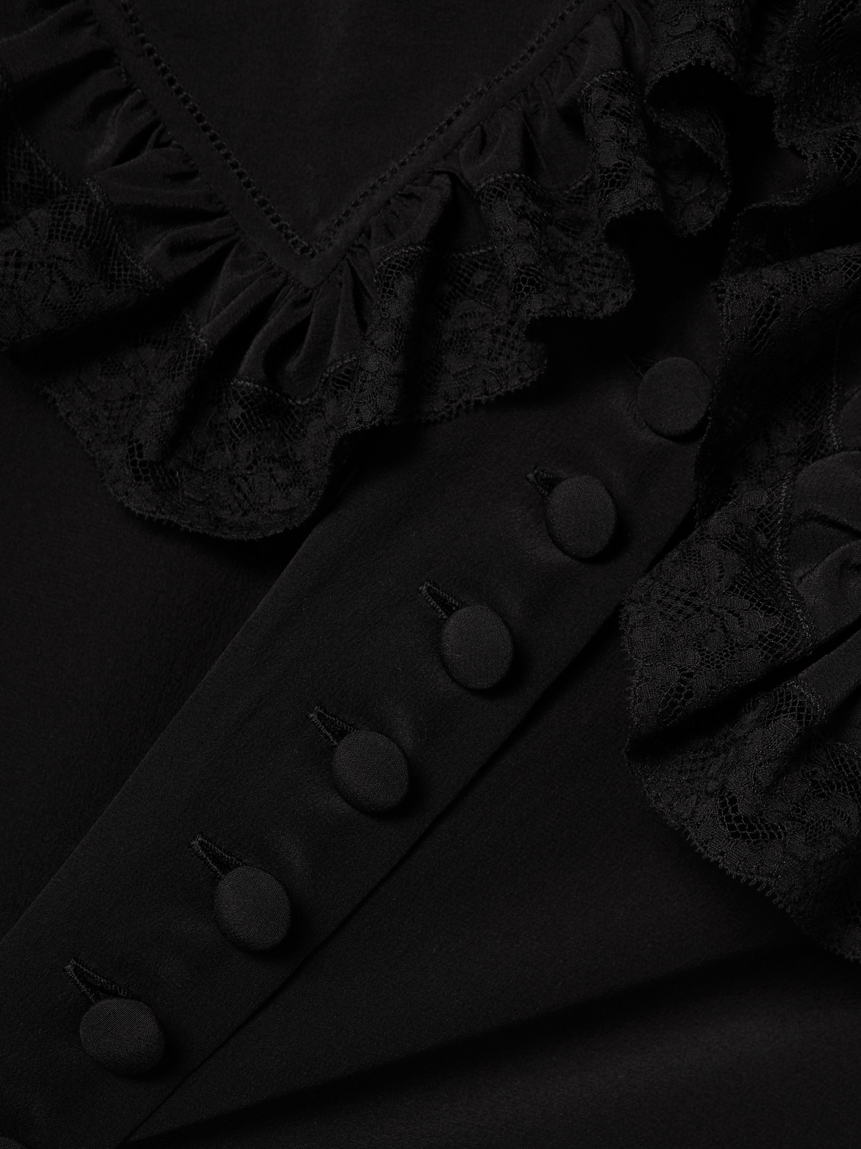 Chloé Lace-trimmed Organic Silk Blouse In Black