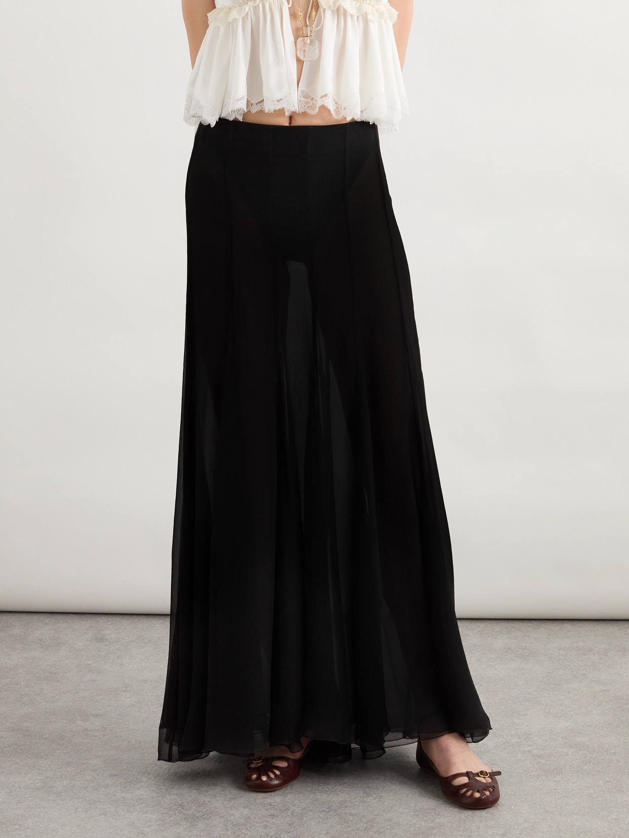 Chloé Organic Silk-mousseline Maxi Skirt In Black