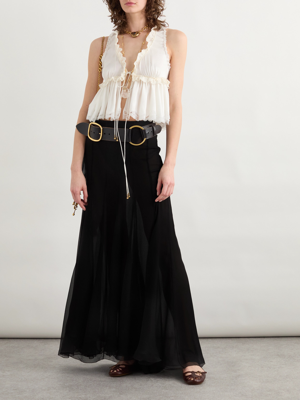 Chloé Organic Silk-mousseline Maxi Skirt In Black