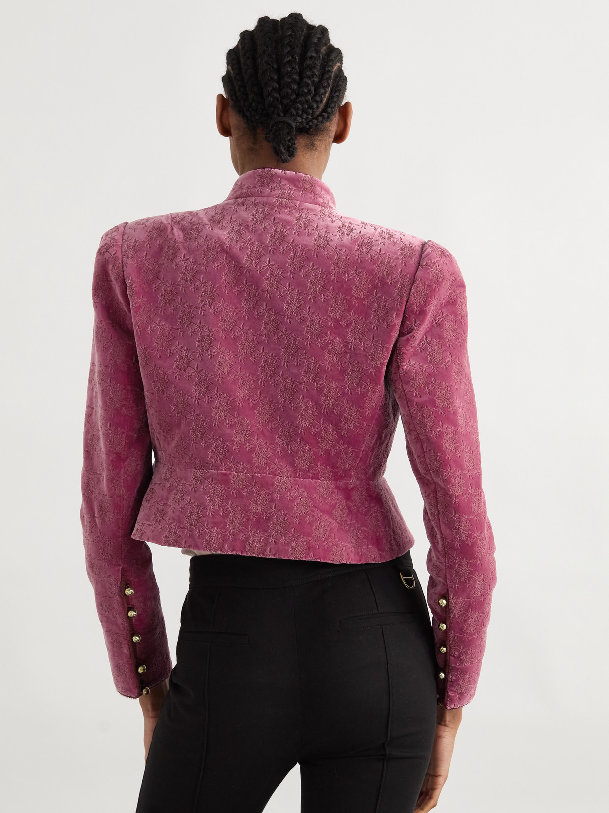 Chloé Chloe Embroidered-jacquard Velvet Jacket In Pink