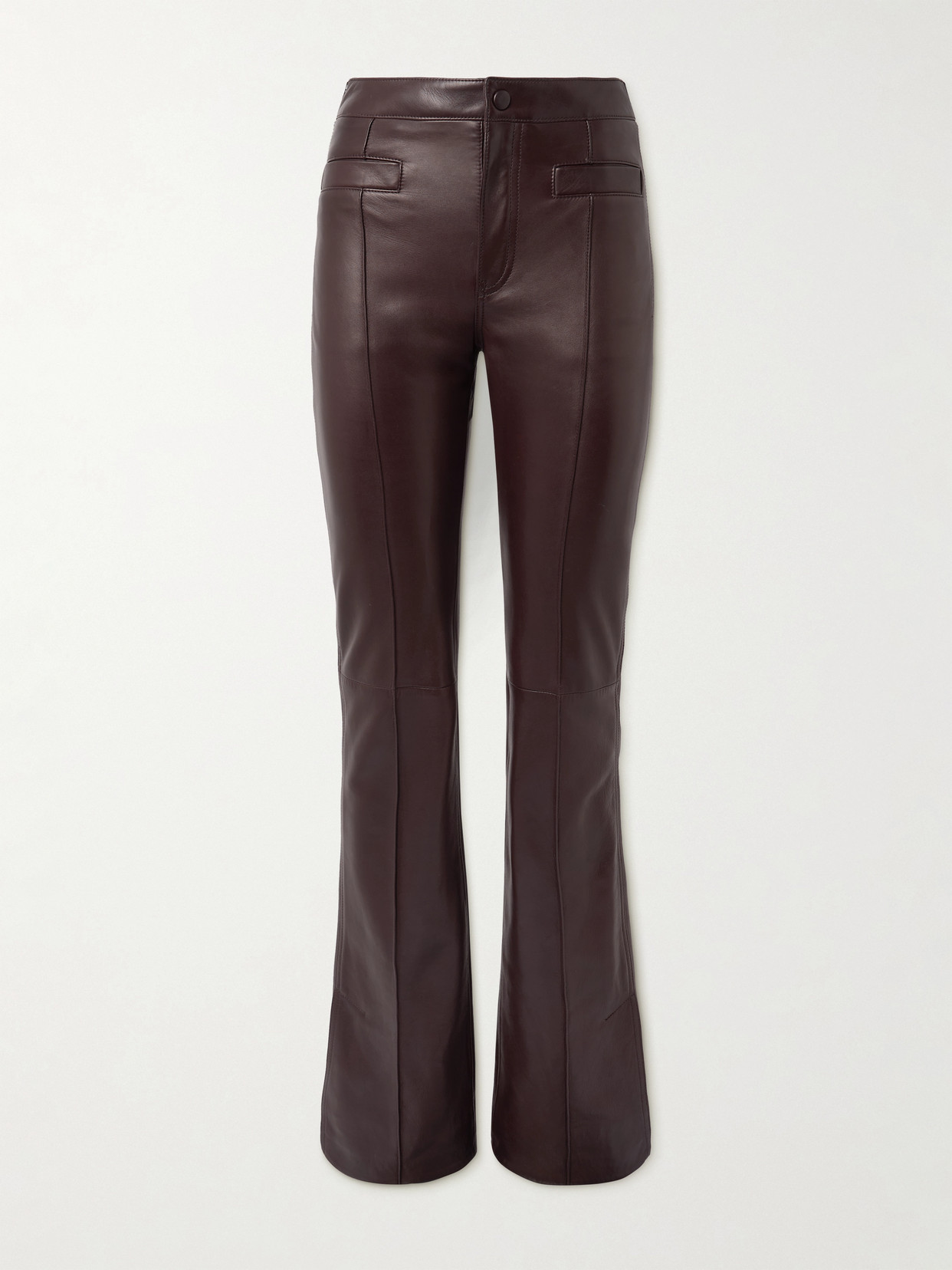 Chloé Wide Leg Leather Trousers In Brown