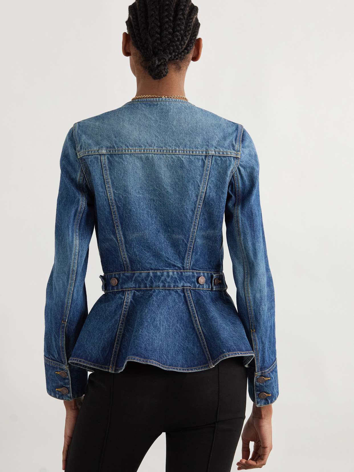 Chloé Organic Denim Peplum Jacket In Blue