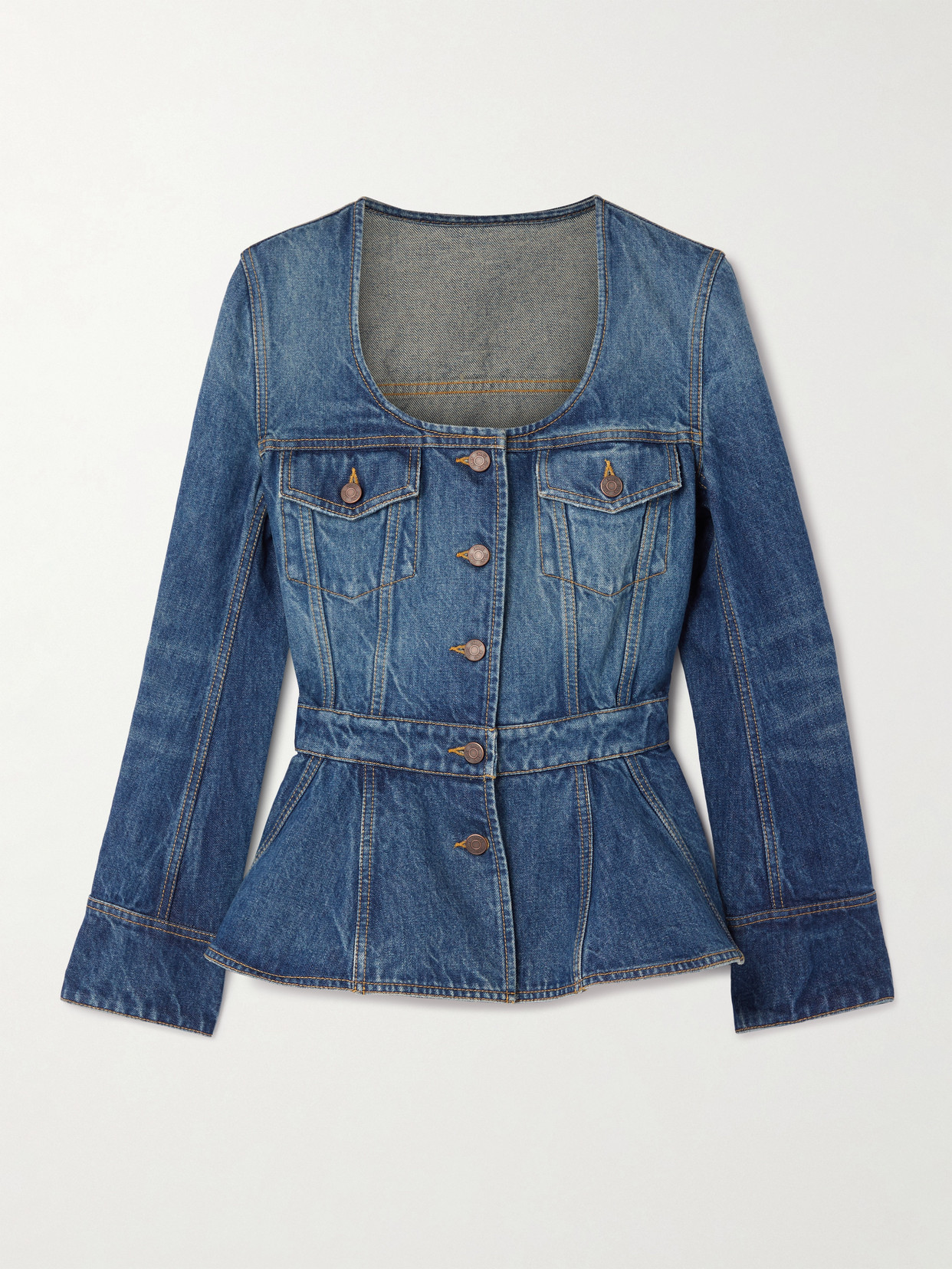 Chloé Organic Denim Peplum Jacket In Blue