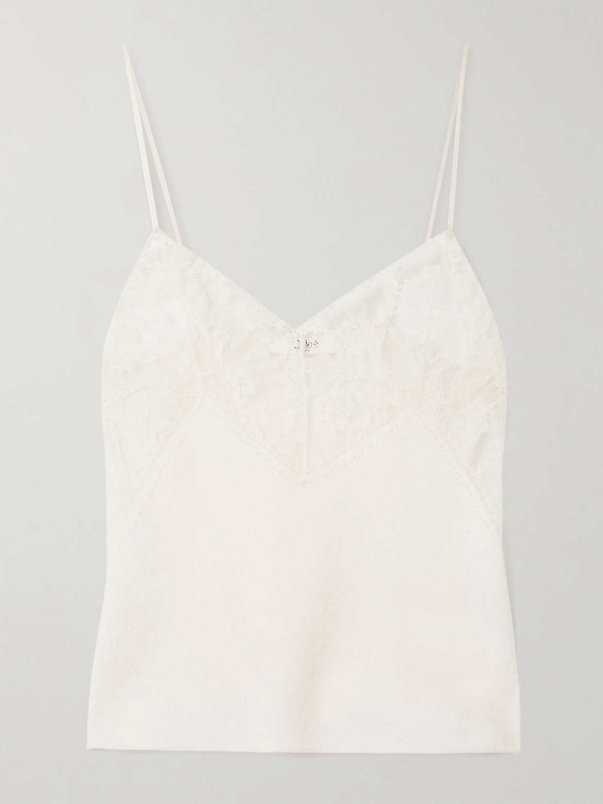 Chloé Lace-trimmed Silk-satin Camisole In White
