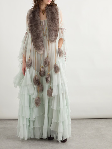 Chloé Tiered lace-trimmed organic silk-mousseline gown