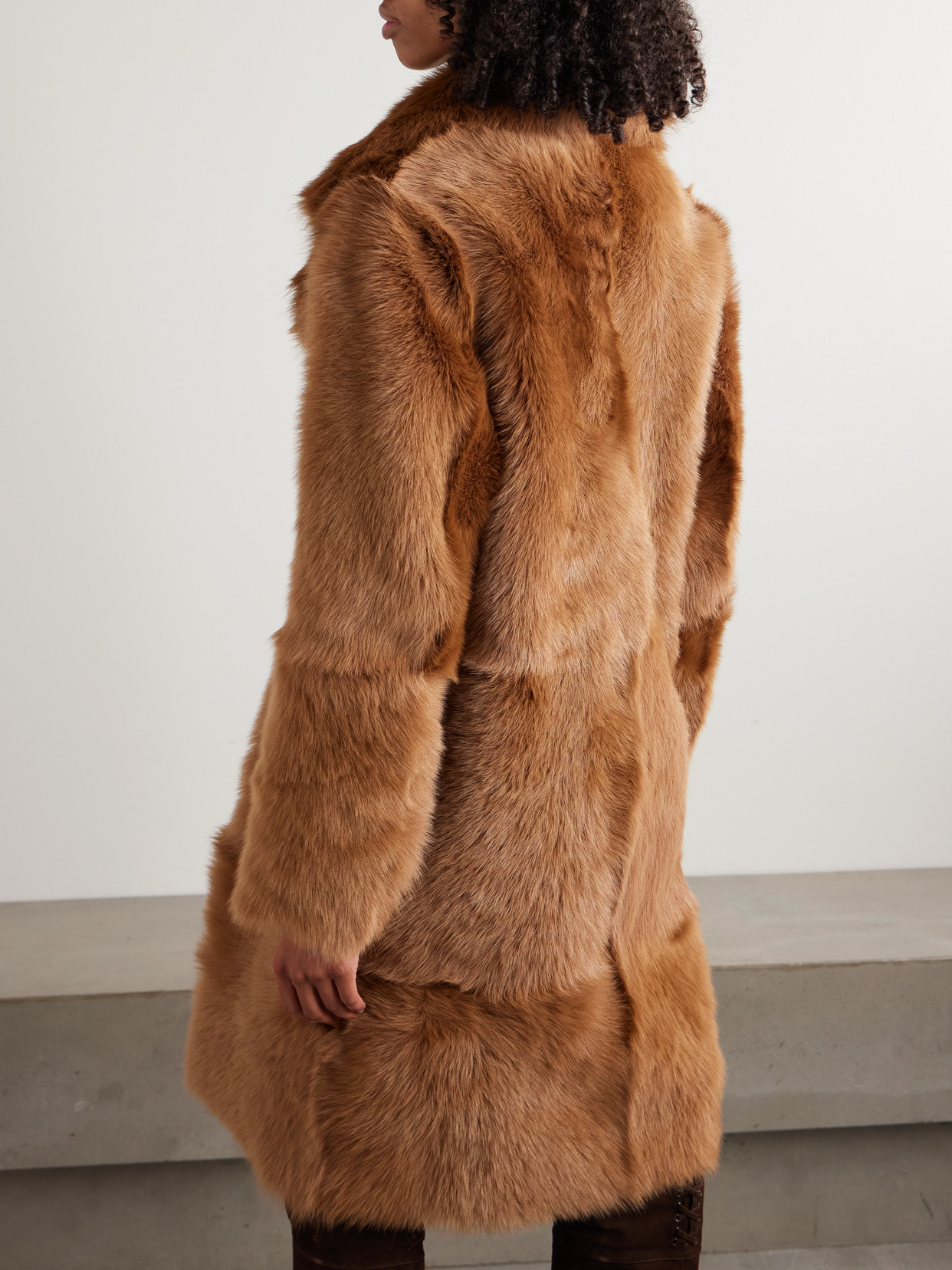 Nour Hammour Evita Shearling Coat In Brown