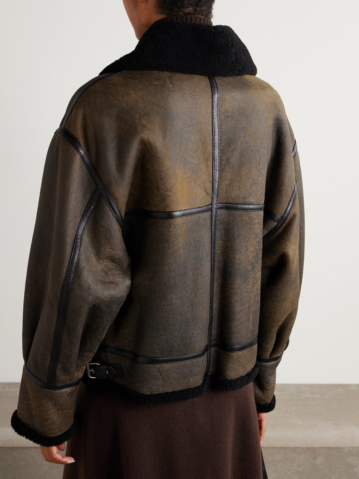 Nour Hammour Portia Shearling Jacket In Brown