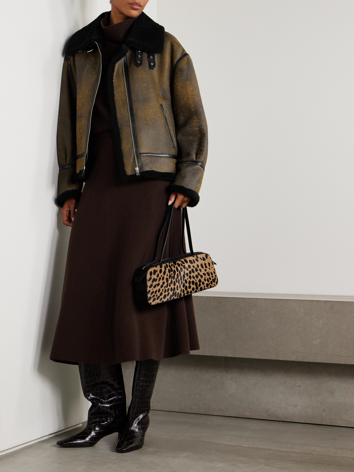 Nour Hammour Portia Shearling Jacket In Brown