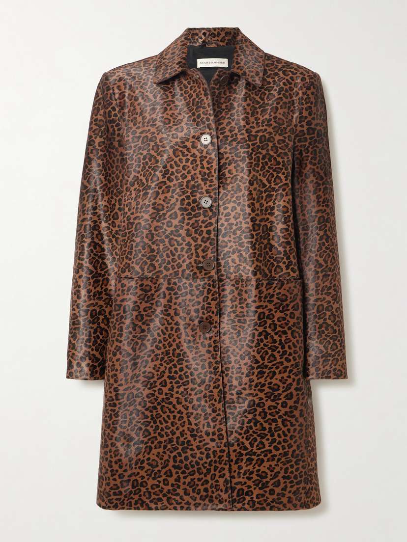 Nour Hammour Leopard-print Calf Hair Coat