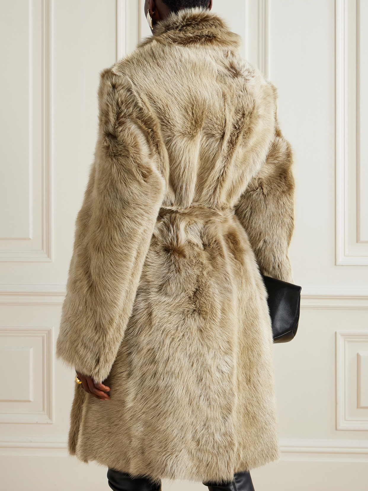 Nour Hammour Linden Belted Shearling Coat In Brown