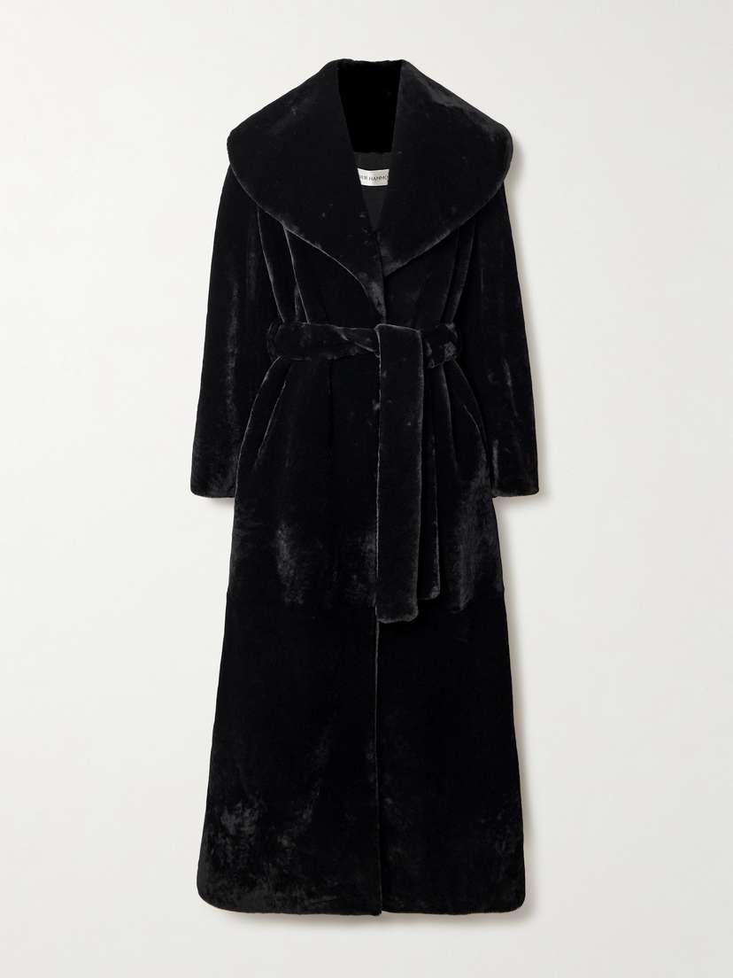 Nour Hammour Giovanna Belted Shearling Coat