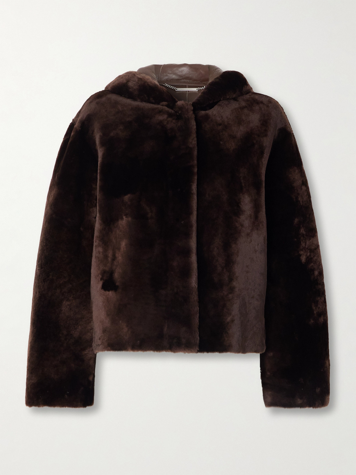 Nour Hammour Cooper Hooded Shearling Jacket In Brown