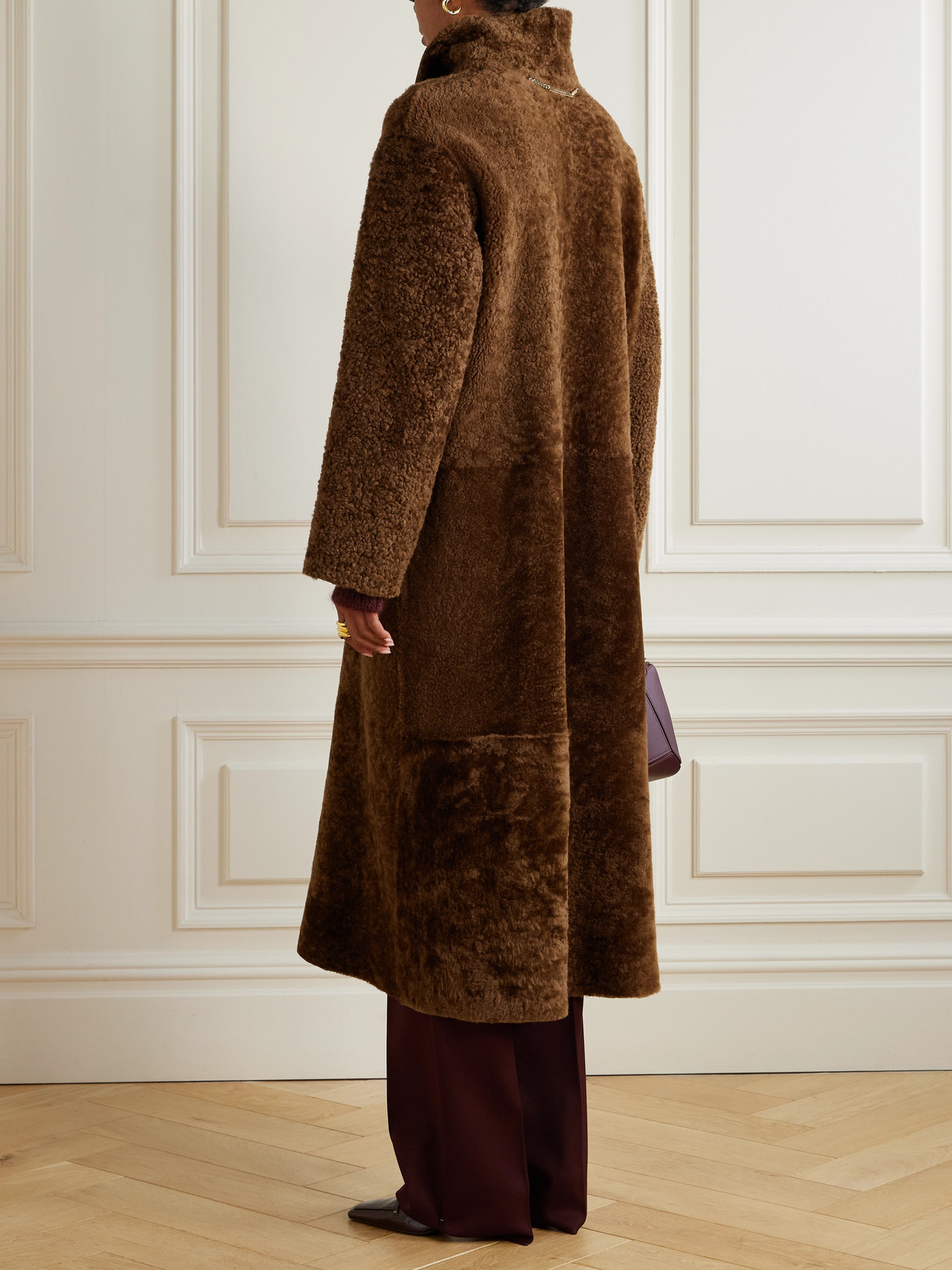 Nour Hammour Birthday Reversible Shearling Coat In Brown
