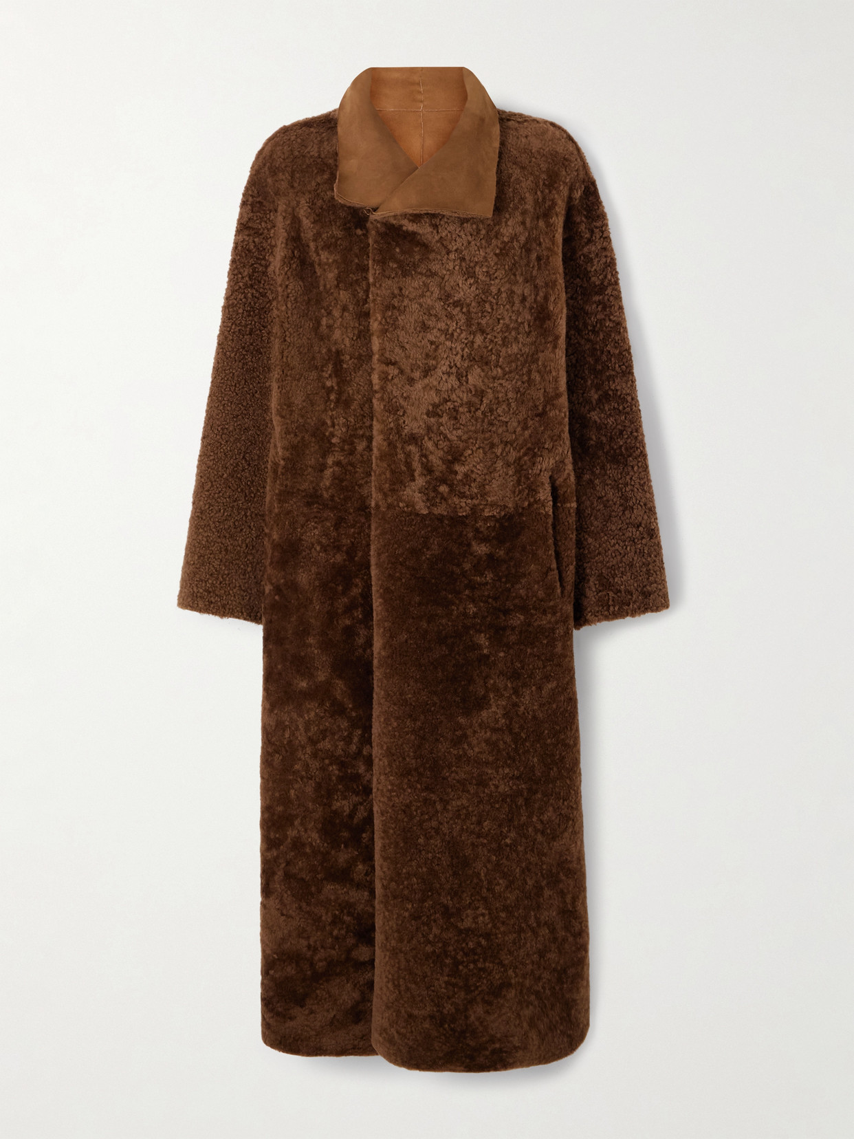Nour Hammour Birthday Reversible Shearling Coat In Brown