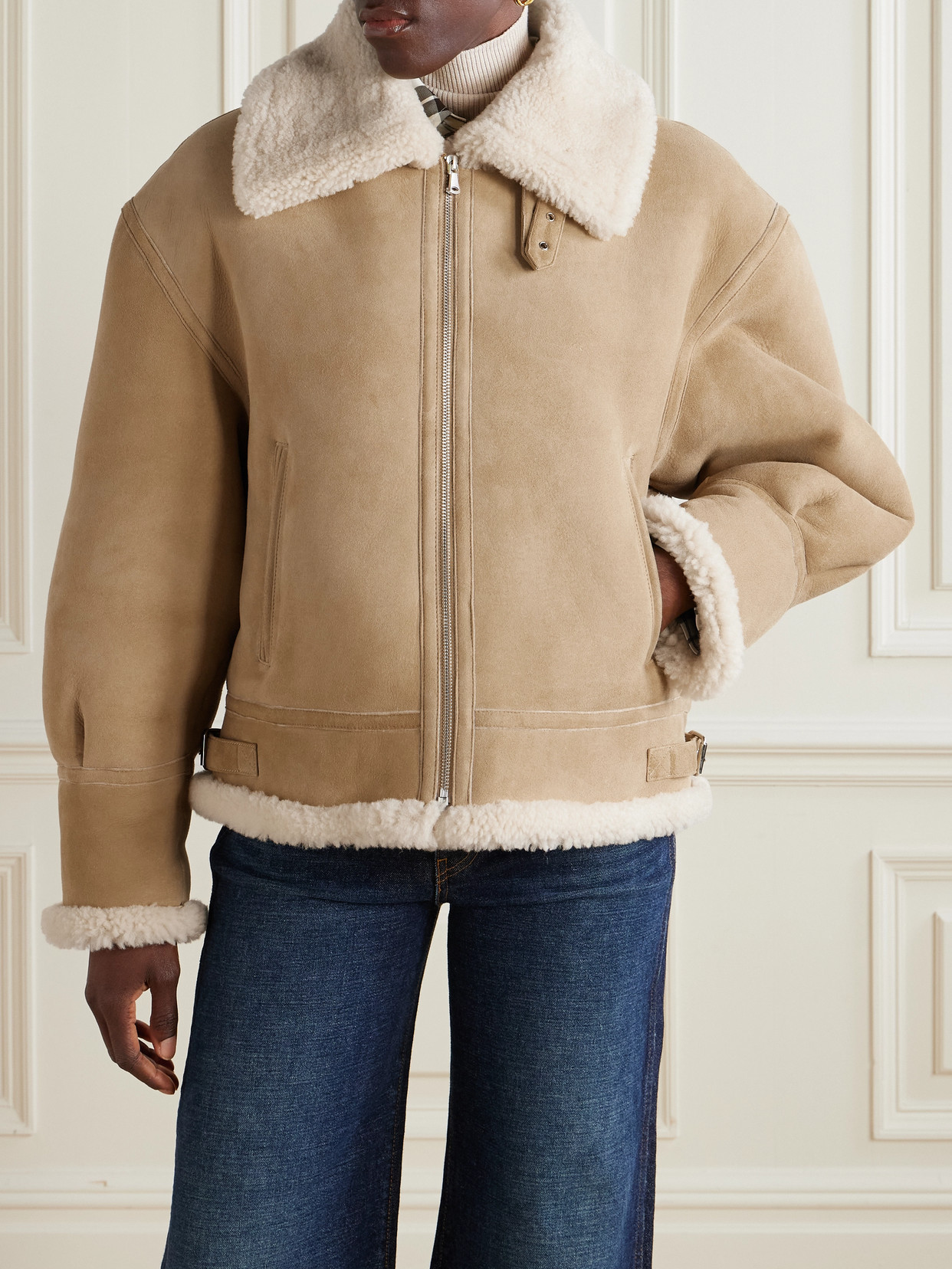 Nour Hammour Portia Shearling Jacket In Brown
