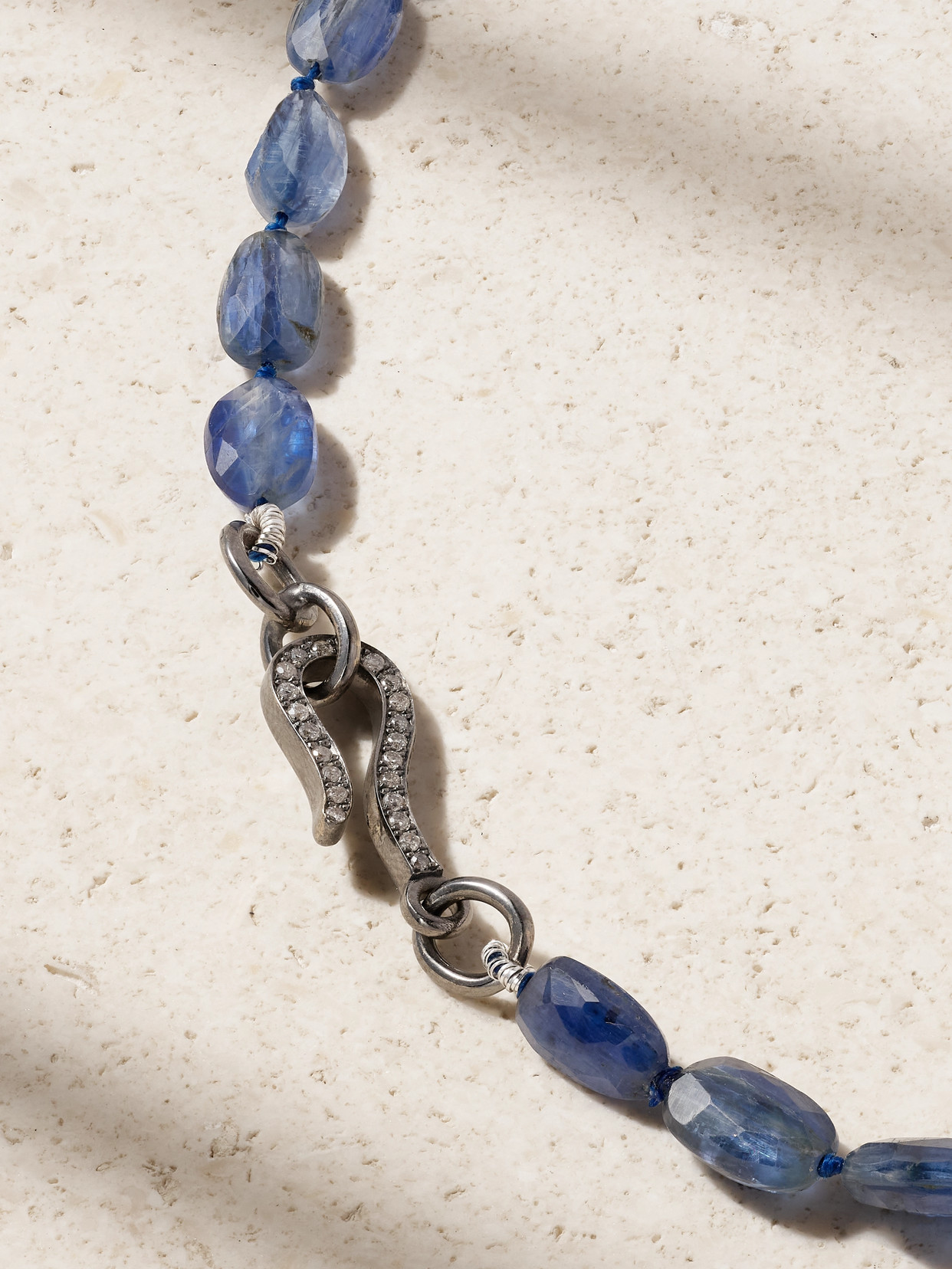 Ileana Makri 18-karat White Gold, Sterling Silver, Kyanite And Diamond Necklace In Blue