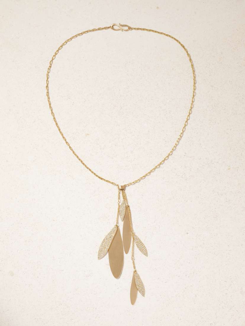 Ileana Makri Falling Leaves 18-karat Gold Diamond Necklace