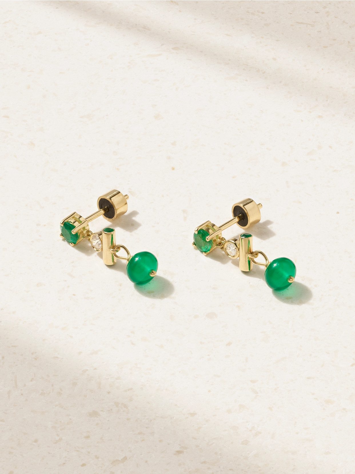 Ileana Makri - 18-karat Gold Multi-stone Earrings - Green