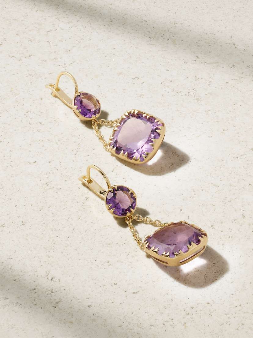 Ileana Makri Crown 18-karat Gold Amethyst Earrings