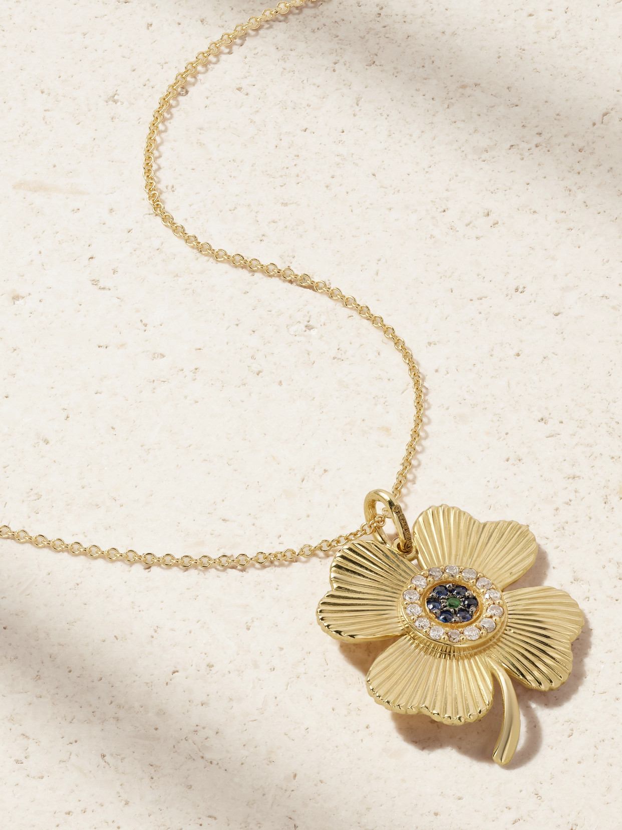 Ileana Makri Lucky Clover 18-karat Gold Multi-stone Necklace