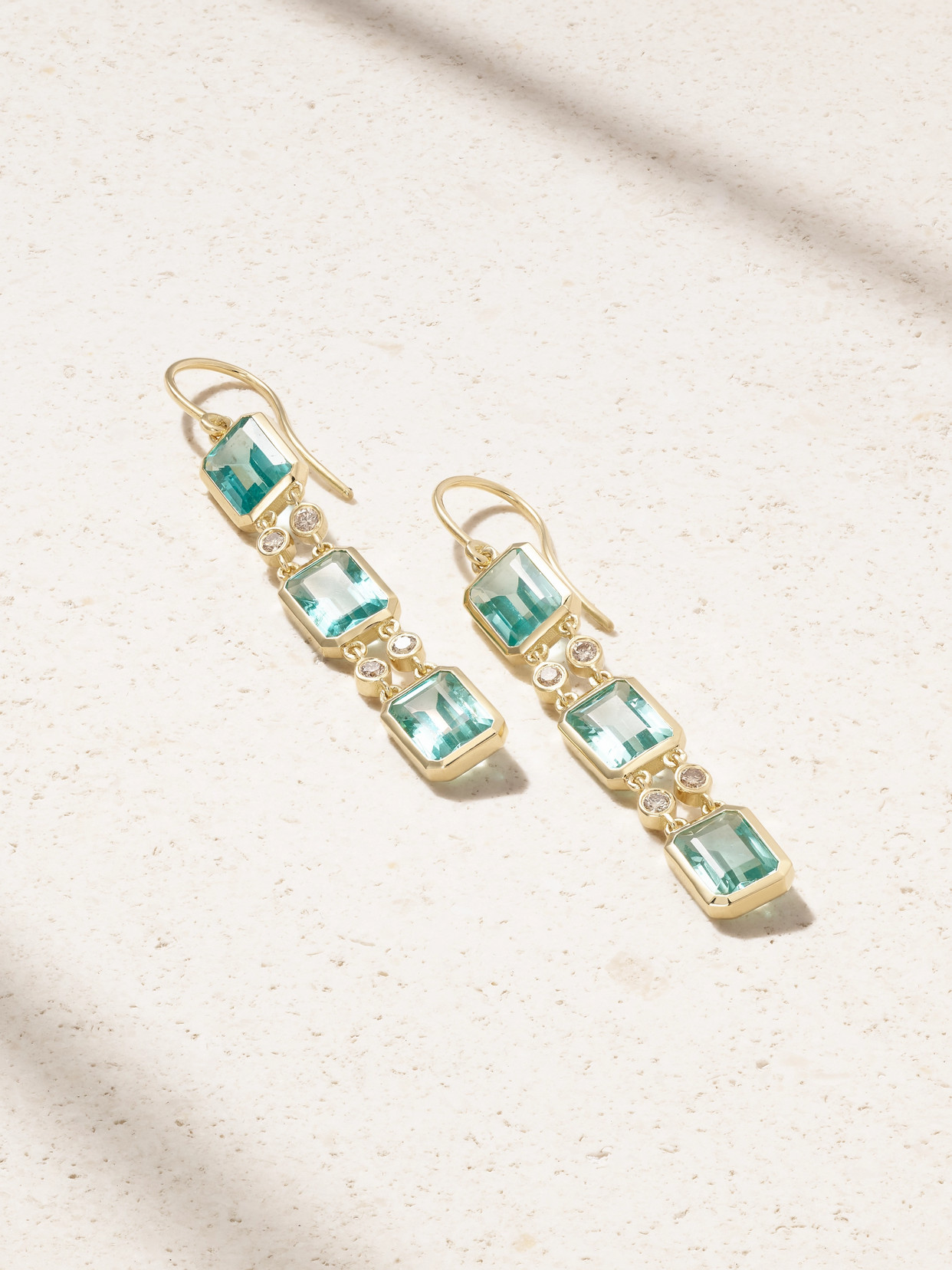 Ileana Makri Tile Drop 18-karat Gold Apatite And Diamond Earrings In Gray