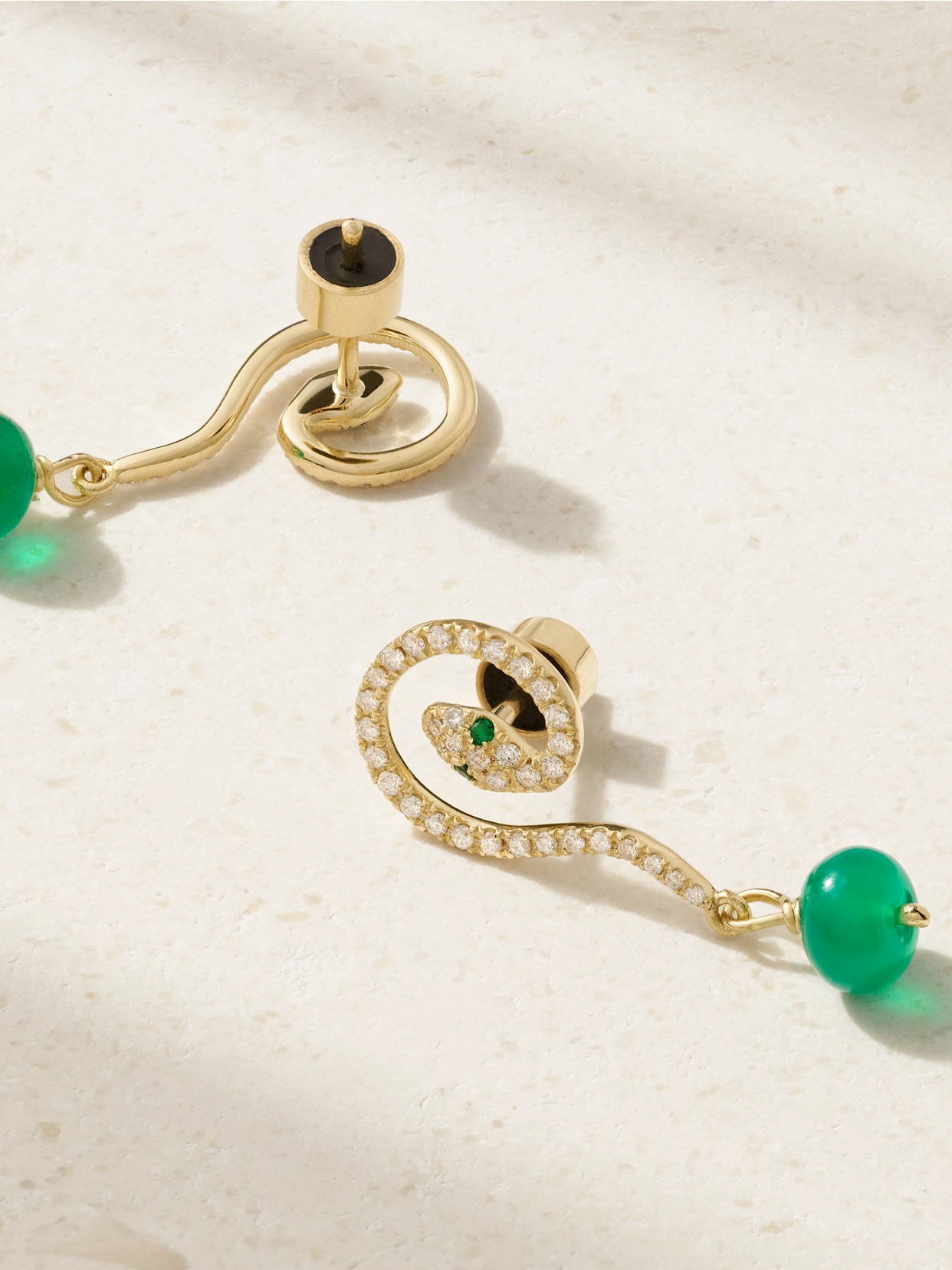 Ileana Makri Serpent Coil 18-karat Gold Multi-stone Earrings