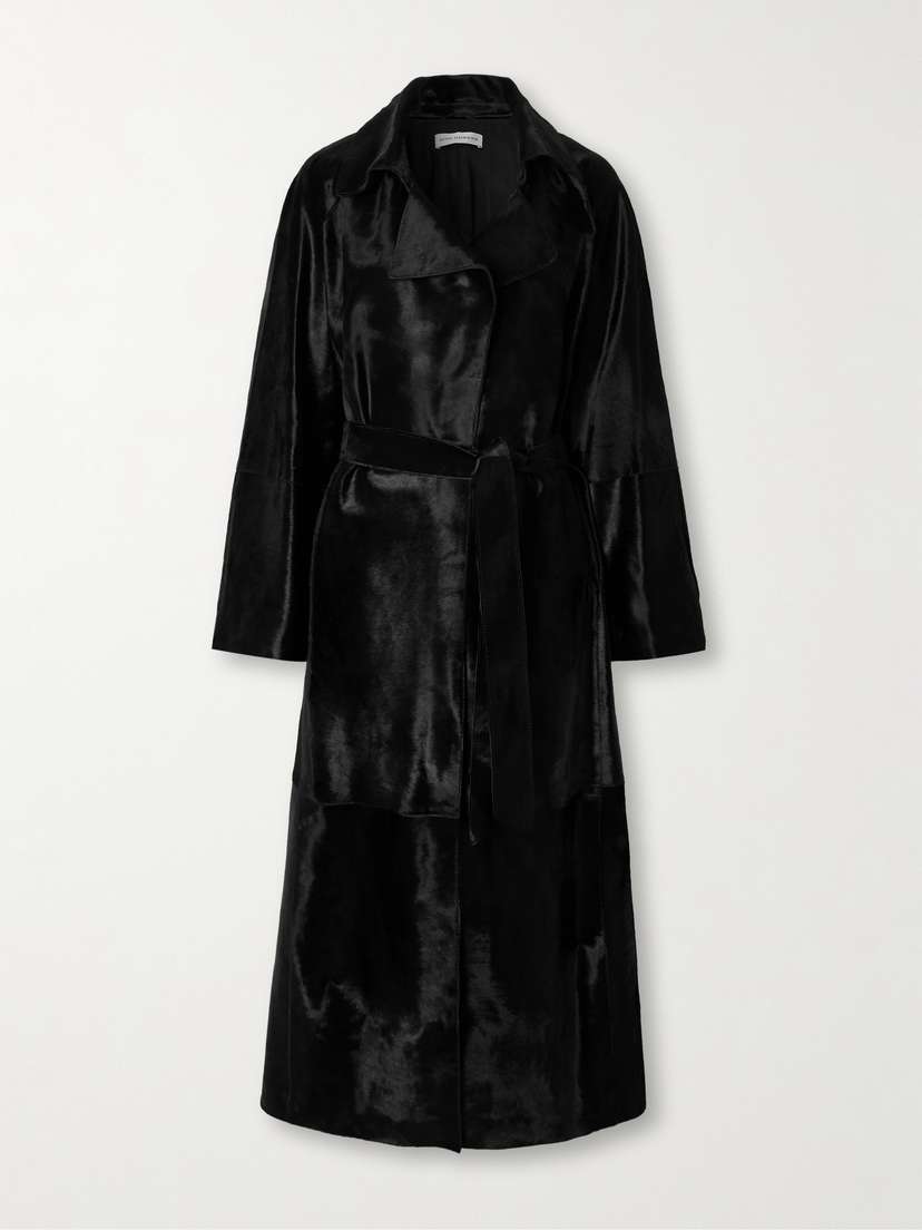 Nour Hammour Althea Belted Cow Hair Coat