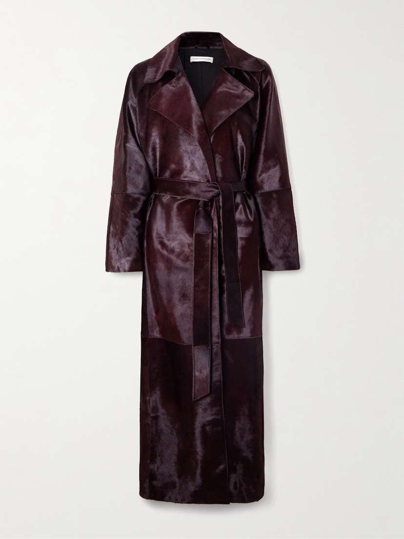 Nour Hammour Althea Belted Cow Hair Trench Coat