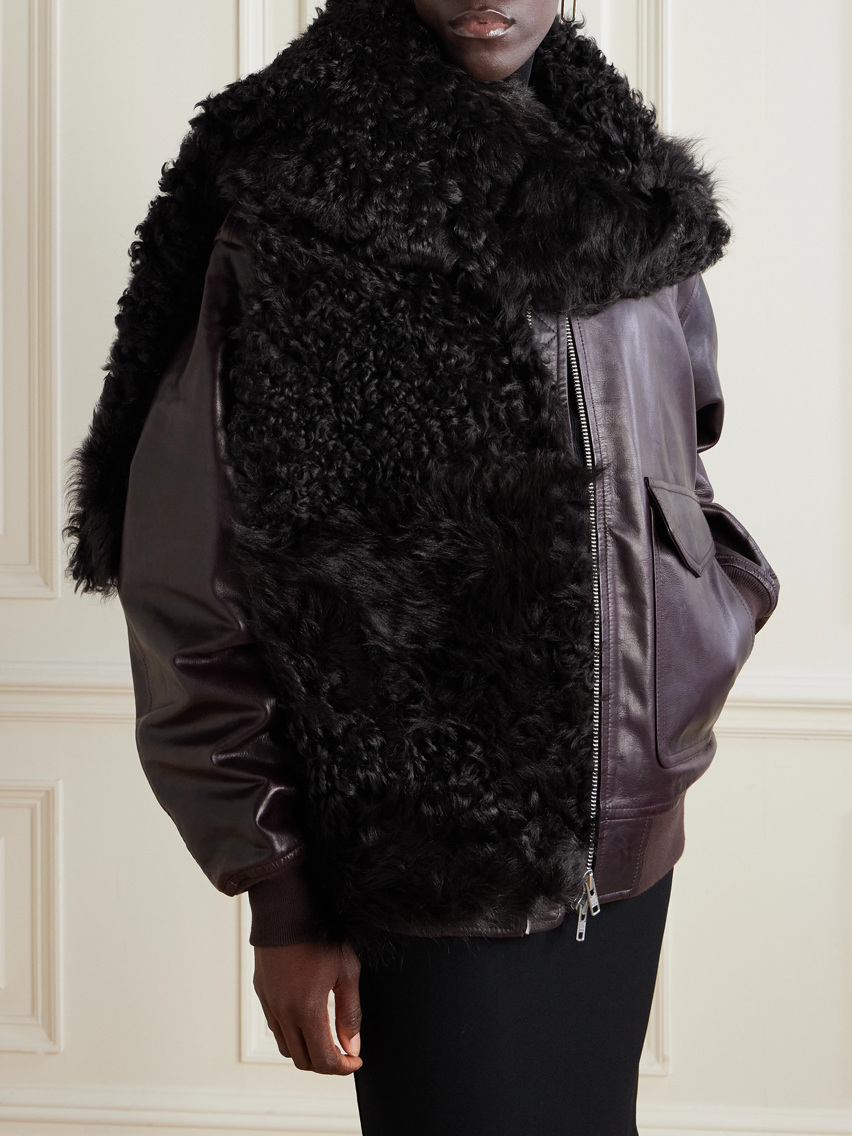 Nour Hammour Shearling Scarf In Brown
