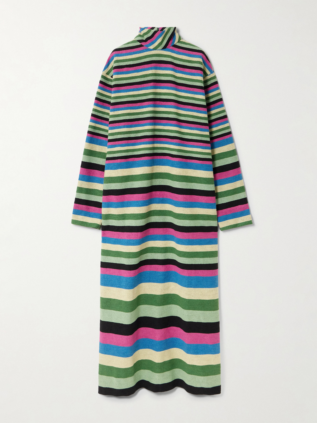 Marrakshi Life Striped Cotton Turtleneck Maxi Dress In Multi