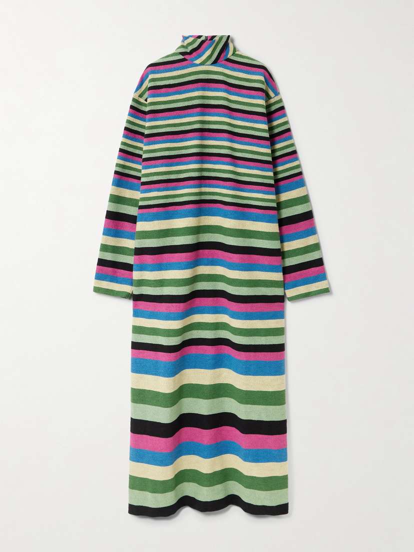 Marrakshi Life Striped Cotton Turtleneck Maxi Dress