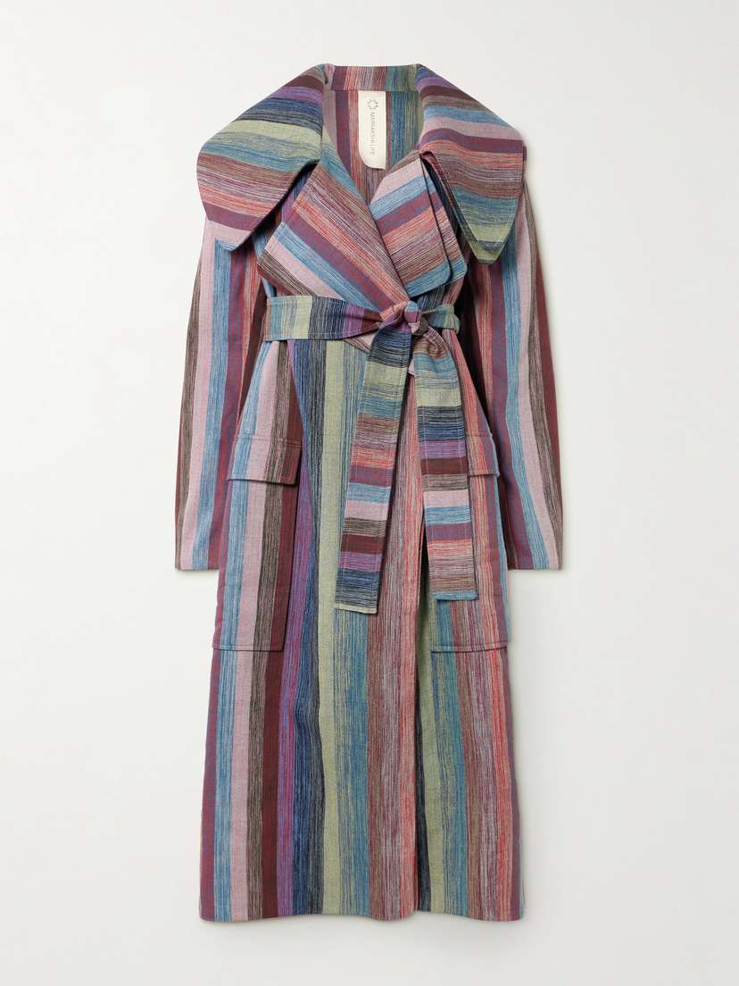 Marrakshi Life Striped Cotton Trench Coat