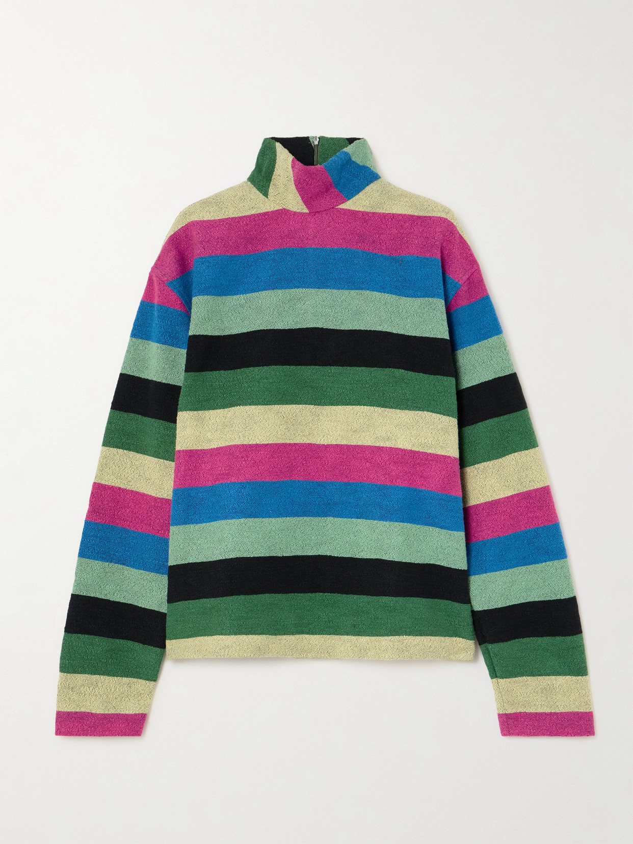 Marrakshi Life Striped Cotton Turtleneck Top In Multi