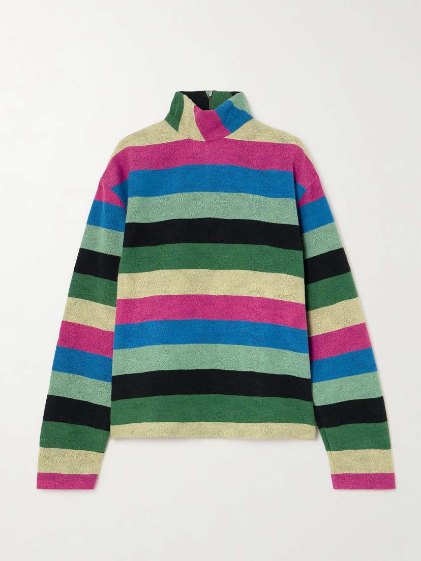 Marrakshi Life Striped Cotton Turtleneck Top