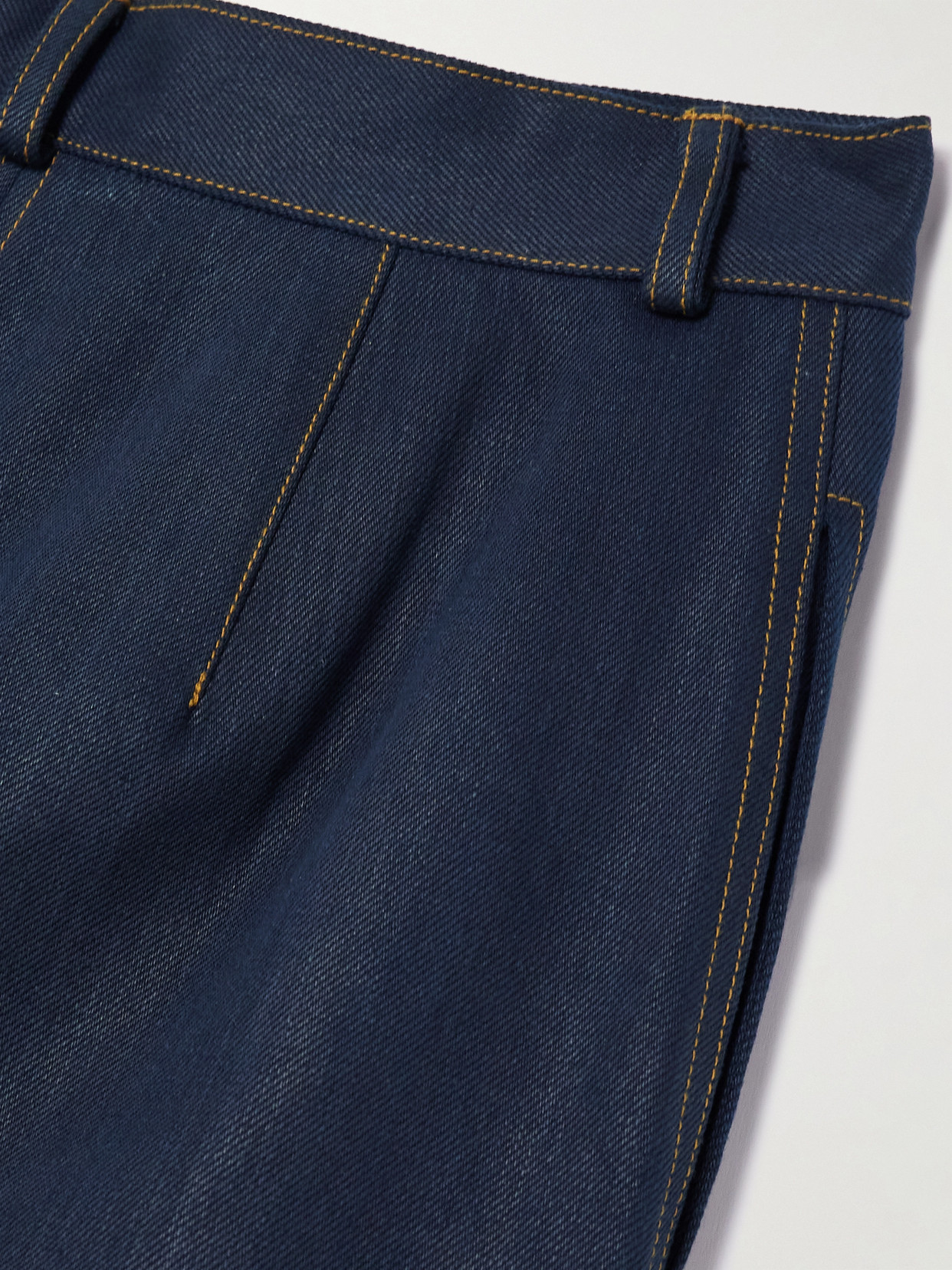 Marrakshi Life Pleated Mid-rise Wide-leg Jeans In Blue