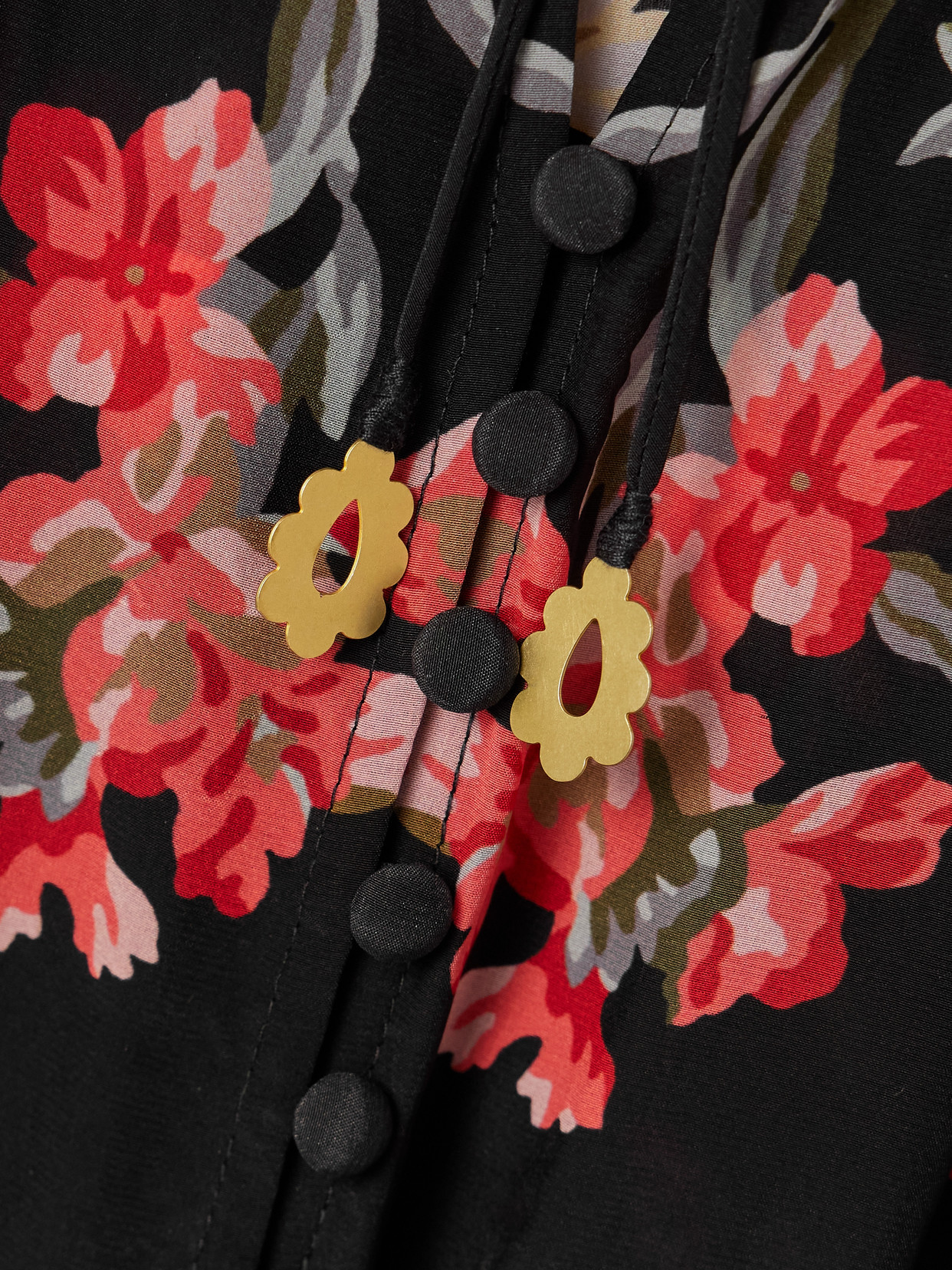 Sea Jolie Ruffled Floral-print Crepe De Chine Mini Dress In Black