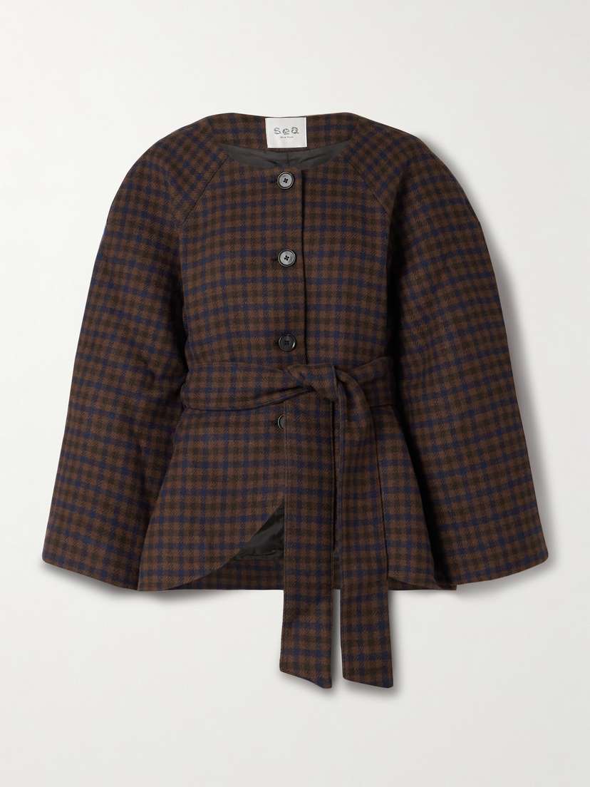 Sea Beatrice Belted Checked Woven Jacket