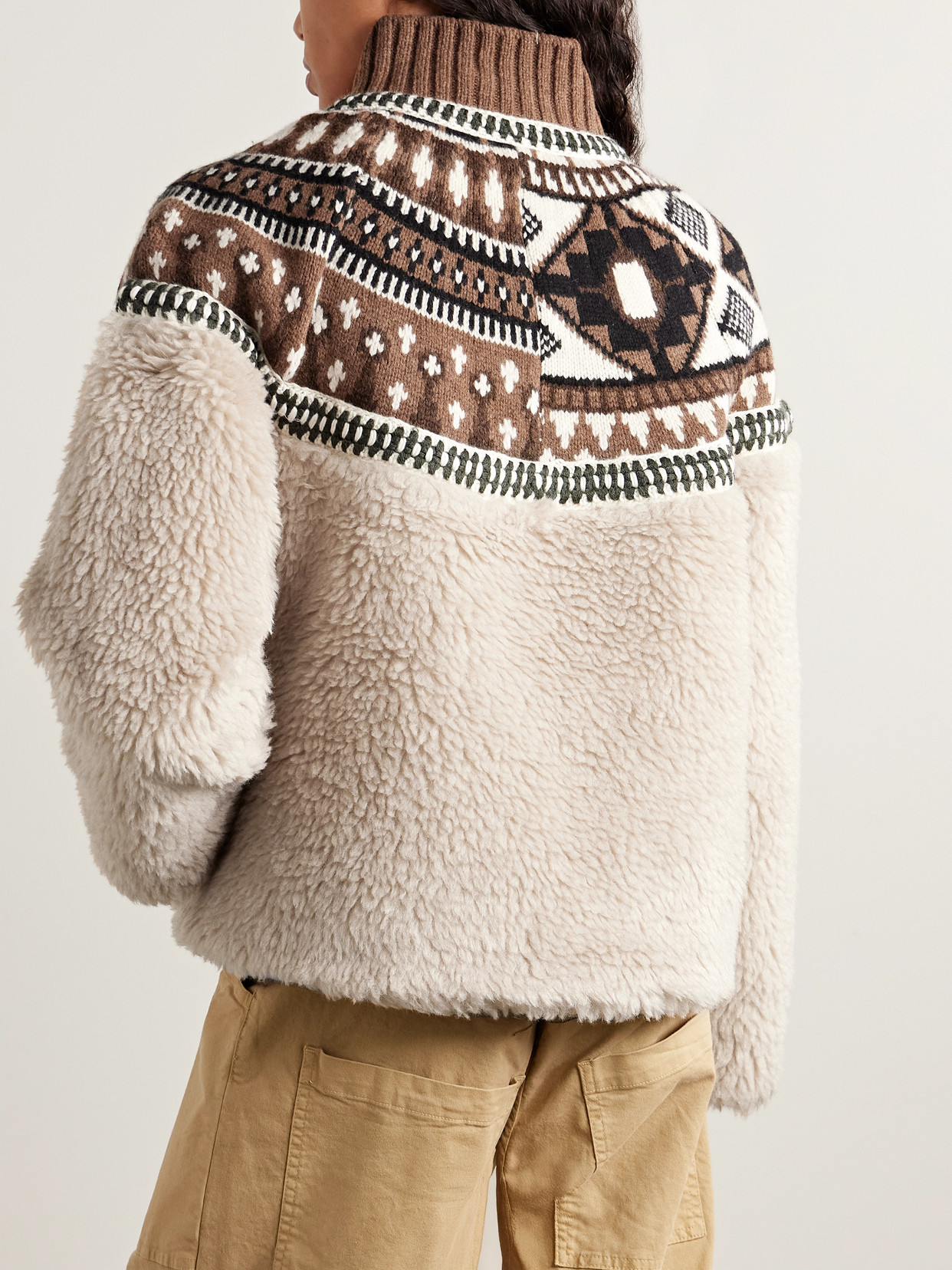 Sea Linea Fair Isle Merino Wool And Fleece Jacket In Neutral