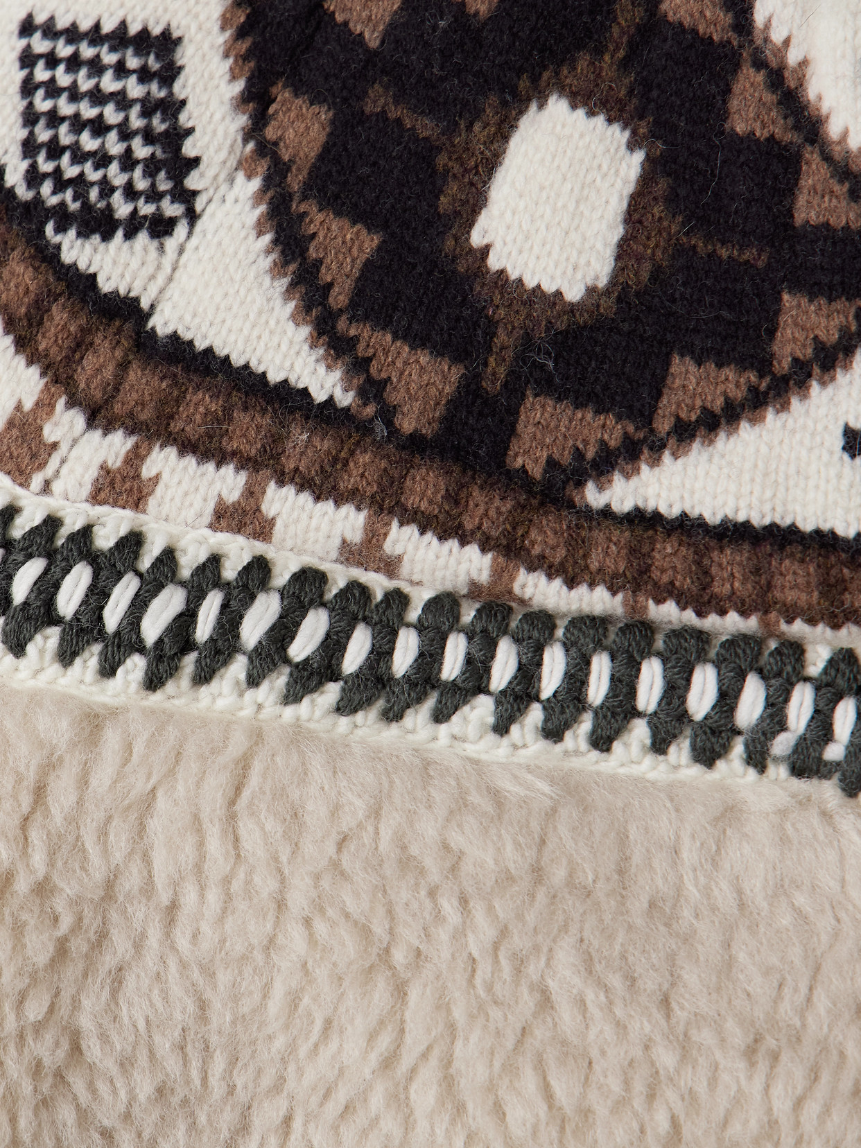Sea Linea Fair Isle Merino Wool And Fleece Jacket In Neutral